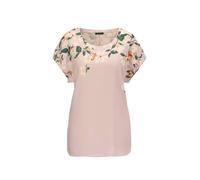 Chiffonbluse GOLDNER "Kurzgröße Luftige Chiffonbluse mit floralem Druck", Damen, Gr. 21, orange (hellmelba, geblümt), Obermaterial: 100% Polyester PES., figurumspielend, U-Boot-Ausschnitt, Fledermausä