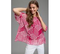 Chiffonbluse LAURA SCOTT, Damen, Gr. 34, pink, gemustert, Chiffon, Obermaterial: 95% Polyester, 5% Elasthan. Futter: 100% Polyester, gemustert, bequem hüftlang, U-Boot-Ausschnitt, Fledermausärmel, Blu