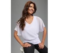 Chiffonbluse LAURA SCOTT, Damen, Gr. 36, weiß, Chiffon, Obermaterial: 100% Polyester. Futter: 95% Viskose, 5% Elasthan, unifarben, figurbetont hüftbedeckend, V-Ausschnitt, Blusen Chiffonbluse, figuren