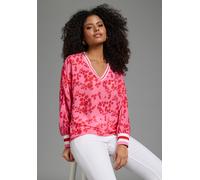 Chiffonbluse LAURA SCOTT, Damen, Gr. 44, pink, Web, Obermaterial: 100% Polyester, hüftbedeckend, V-Ausschnitt, angeschnitten Rippbündchen, Blusen Chiffonbluse, leicht transparent, mit hüftbedeckender