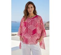 Chiffonbluse LAURA SCOTT, Damen, Gr. 48, pink, gemustert, Chiffon, Obermaterial: 95% Polyester, 5% Elasthan. Futter: 100% Polyester, gemustert, bequem hüftlang, U-Boot-Ausschnitt, Fledermausärmel, Blu