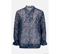 Chiffonbluse mit Leoprint Blau/Braun 36