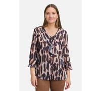 Chiffonbluse mit Print Dark Blue/Rosé 36