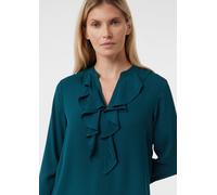 Chiffonbluse mit Volant-Ausschnitt petrol 38