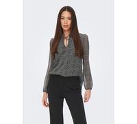 Chiffonbluse ONLY "ONLDITSY L/S BLOUSE WVN", Damen, Gr. M, schwarz (schwarz cera ditsy), Chiffon, Obermaterial: 100% Polyester, geblümt, normal, mit Gummizug, Blusen Chiffonbluse (98456128-M) schwarz