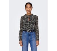 Chiffonbluse ONLY "ONLDITSY L/S BLOUSE WVN", Damen, Gr. XS, schwarz (schwarz aop:shana grafic), Chiffon, Obermaterial: 100% Polyester, bedruckt, normal, mit Gummizug, Blusen Chiffonbluse (89822010-XS)