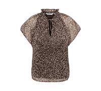 Chiffonbluse ONLY "ONLLERI-PENINNA S/S TIED NECK SHIRT WVN", Damen, Gr. XS, braun (chocolate martini aop:leo cow dreams), Web, Obermaterial: 100% Polyester, bedruckt, regular fit normal, Blusen Chiffo