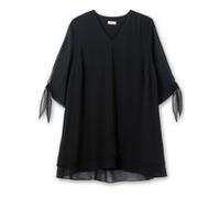 Longbluse SHEEGO, Damen, Gr. 50, schwarz, 100% Polyester, Unterteil:5% Elasthan, 95% Viskose, unifarben, V-Ausschnitt, Blusen Longbluse (61475265-50) schwarz