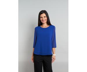 Chiffonbluse SEIDEL MODEN, Damen, Gr. 34, blau, Single Jersey, Obermaterial: 100% Polyester. Obermaterial 2: 95% Viskose, 5% Elasthan, unifarben, lässig geschnitten hüftbedeckend, Rundhals, Blusen Chi
