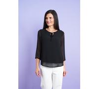 Chiffonbluse SEIDEL MODEN "Exklusiv bei OTTO", Damen, Gr. 44, schwarz, Web, Obermaterial: 100% Polyester. Obermaterial 2: 95% Viskose, 5% Elasthan, unifarben mit Farbeinsätzen, normal Po-bedeckend, Ru