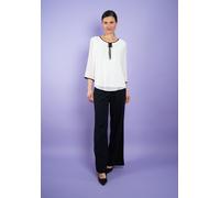 Chiffonbluse SEIDEL MODEN "Exklusiv bei OTTO", Damen, Gr. 46, weiß (sanftes weiß), Web, Obermaterial: 100% Polyester. Obermaterial 2: 95% Viskose, 5% Elasthan, unifarben mit Farbeinsätzen, normal Po-b