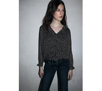 Street One Studio Frauen Chiffonbluse mit Volants in Schwarz, Gr: 42