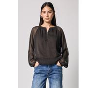 Street One Studio Frauen Chiffon Leo-Bluse mit Zipper in Braun, Gr: 34