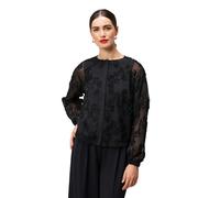 Chiffonbluse ZERO "Damen mit Blumenmuster", Damen, Gr. 40, schwarz beauty, Chiffon, Obermaterial: 100% Polyester, durchscheinend, festlich, figurbetont normal, Rundhals, weit Bündchen mit Gummizug, Bl