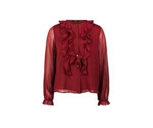 Chiffonbluse ZERO "Damen mit Volants", Damen, Gr. 38, cabernet, Chiffon, Obermaterial: 60% Polyester, 40% Polyester. Futter: 40% Polyester, 60% Polyester. Füllung:, durchscheinend, festlich, figurbeto