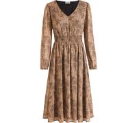 Chiffonkleid BONPRIX, Damen, Gr. 42, N-Gr, braun (camel, schwarz leo bedruckt), Obermaterial: 100% Polyester. Futter: 100% Polyester, mehrfarbig, figurumspielend, V-Ausschnitt, Kleider Chiffonkleid, f