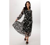 Chiffonkleid ANISTON SELECTED, Damen, Gr. 38, N-Gr, schwarz-weiß (schwarz, sanftes weiß), Chiffon, Obermaterial: 100% Polyester. Futter: 100% Polyester, bedruckt, geblümt, gemustert, figurumspielend k