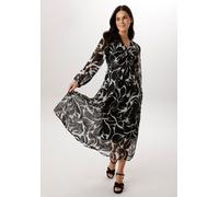 Chiffonkleid ANISTON SELECTED, Damen, Gr. 46, N-Gr, schwarz-weiß (schwarz, sanftes weiß), Chiffon, Obermaterial: 100% Polyester. Futter: 100% Polyester, bedruckt, geblümt, gemustert, figurumspielend k