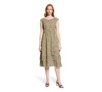 Chiffonkleid BETTY BARCLAY "Damen mit Bindegürtel", Damen, Gr. 42, Normalgrößen, beige, khaki, Obermaterial: 100% Polyester. Futter: 65% Polyester, 35% Viskose, figurumspielend lang, U-Boot-Ausschnitt