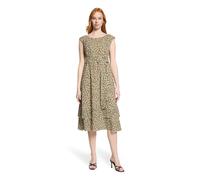 Chiffonkleid BETTY BARCLAY "Damen mit Bindegürtel", Damen, Gr. 42, Normalgrößen, beige, khaki, Obermaterial: 100% Polyester. Futter: 65% Polyester, 35% Viskose, figurumspielend lang, U-Boot-Ausschnitt