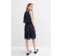 Chiffonkleid BONPRIX, Kinder, Gr. 152, N-Gr, blau (dunkelblau), Obermaterial: 100% Polyester. Futter: 100% Polyester, unifarben, festlich, regular fit, Rundhals, Kleider Chiffonkleid, für festliche An