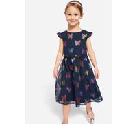 Chiffonkleid BONPRIX, Mädchen, Gr. 122, N-Gr, blau (dunkelblau), Obermaterial: 100% Polyester. Futter: 100% Polyester, regular fit, Flügelärmel, Kleider Chiffonkleid, für eleganten Auftritt, Kurzarm-D
