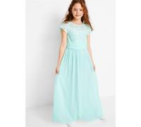 Chiffonkleid BONPRIX, Mädchen, Gr. 170, N-Gr, blau (pastellmint), Chiffon, Obermaterial: 100% Polyester. Futter: 100% Polyester, festlich, regular fit, Kleider Chiffonkleid, festliches Kleid, mit Spit