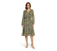 Chiffonkleid CARTOON "Damen mit Muster", Damen, Gr. 46, Normalgrößen, grün (khaki, cream), Obermaterial: 100% Polyester. Futter: 96% Viskose, 4% Elasthan, figurumspielend kurz, V-Ausschnitt, Kleider C