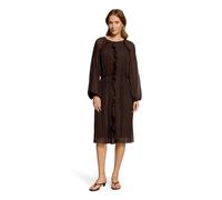 Chiffonkleid CARTOON "Damen mit Rüschen", Damen, Gr. 44, Normalgrößen, braun (dunkelbraun), Obermaterial: 100% Polyester. Futter: 96% Viskose, 4% Elasthan, figurumspielend kurz, Rundhals, Kleider Chif