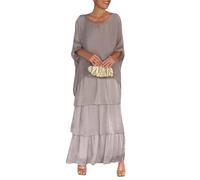 Chiffonkleid Damen Festlich Lang Sommerkleid Damen Elegant Für Hochzeit Stufenkleid Sommer 3/4 Ärmel Maxi Kleid Hochzeitsgast Chiffon A Linie Sommerkleider Leicht Und Luftig Maxikleid Festliche