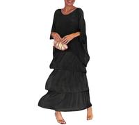 Chiffonkleid Damen Festlich Lang Sommerkleid Damen Elegant Für Hochzeit Stufenkleid Sommer 3/4 Ärmel Maxi Kleid Hochzeitsgast Chiffon A Linie Sommerkleider Leicht Und Luftig Maxikleid Festliche