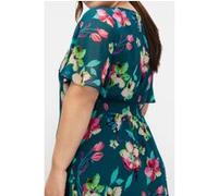 Chiffonkleid dunkelpetrol-gemustert 40