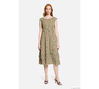 Chiffonkleid BETTY BARCLAY "Damen mit Bindegürtel", Damen, Gr. 44, Normalgrößen, beige, khaki, Obermaterial: 100% Polyester. Futter: 65% Polyester, 35% Viskose, figurumspielend lang, U-Boot-Ausschnitt