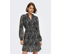 Chiffonkleid ONLY "ONLCAROLINE L/S SHORT DRESS WVN NOOS", Damen, Gr. XL, N-Gr, schwarz aop:caroline paisley, Chiffon, Obermaterial: 100% Polyester, bedruckt, kurz, V-Ausschnitt, Kleider Chiffonkleid, 