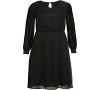 Abendkleid SHEEGO "Große Größen" Gr. 50, Normalgrößen, schwarz Damen Kleider Knielange mit 3D-Effekt, Unterkleid (32623612-50)