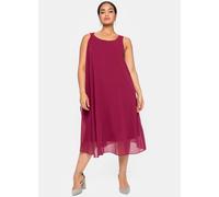 Große Größen: Kleid mit Chiffon, himbeere, Gr.42