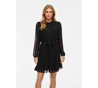 Chiffonkleid VILA "VIFALIA L/S DRESS - NOOS", Damen, Gr. 36, N-Gr, schwarz (schwarz beauty), Web, Obermaterial: 100% Polyester, unifarben, regular fit kniefrei, Rundhals, elastischer Bund, Kleider Chi