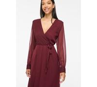 Chiffonkleid VILA "VIFALIA V-NECK L/S MIDI DRESS - NOOS", Damen, Gr. 40, N-Gr, rot (port royale), Web, Obermaterial: 100% Polyester, unifarben, regular fit, V-Ausschnitt, Kleider Chiffonkleid, Kunstfa