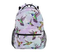 CHIFIGNO Farbenfroher Kolibri-Schulrucksack für Jungen und Mädchen, Reise, Laptop, Rucksack, Schultasche, Büchertasche, Bunte Kolibris, Pastellfarben, M