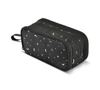 CHIFIGNO Großes Federmäppchen, niedliche Sterne, Moos, schwarze Stiftebox, Tasche, Bleistift-Organizer, Make-up-Tasche für Schule, Uni, Büro, Erwachsene
