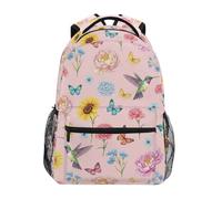 CHIFIGNO Kinder-Schulrucksack für Mädchen und Jungen, Aquarellfarben, Kolibris, Schultasche, Büchertasche, Studenten, Laptoptasche, Aquarell-Kolibris, Small, Tagesrucksäcke