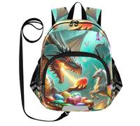 CHIFIGNO Kleinkind-Rucksack für Schule, Mädchen, Jungen, Mini-Reise-Büchertasche, Kinder-Rucksäcke, Vorschule, Kindergarten-Rucksack, Drache Einhorn Ostereier, Medium, Niedlich