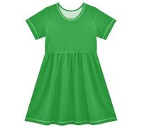 CHIFIGNO Kurzärmeliges Mädchenkleid, Rundhalsausschnitt, lässiges Sommerkleid, Kleinkind-Kleidung, Kinderkleid, Minze, 5-6 Jahre