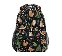 CHIFIGNO Rucksack für Mädchen, Jungen, Kinder, großes Fassungsvermögen, Grundschule, Büchertasche, Studentenrucksäcke, Waldtiere, Eulen, Waldtiere, Eulen, Small, Tagesrucksäcke
