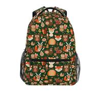 CHIFIGNO Schulrucksack für Kinder, großes Fassungsvermögen, Büchertasche, lässiger Tagesrucksack, niedliche Waldtiere, Füchse, Niedliche Waldtiere, Füchse, M