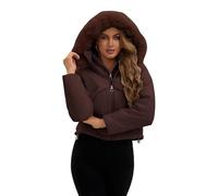 chiguomaoyi Leichte Winterjacken für Damen 2-in-1 Steppjacke mit kurzen Ärmeln Kapuze wärmende Steppjacke für Damen modische Oberbekleidung