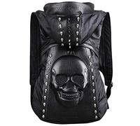Chikencall Totenkopf-Rucksack mit Kapuze, Gothic-Rucksack, Nieten, Schultertasche, Geldbörse, schwarz, Punk, Metall, 3D-Stereo-Tagesrucksack, Totenkopf mit Kapuze, one-size, Modischer Punk