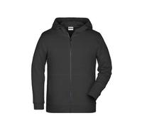 Children's Zip Hoody Sweat-Jacke mit Kapuze und Reißverschluss schwarz, Gr. L