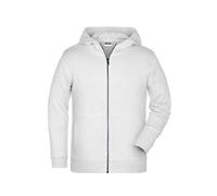 Children's Zip Hoody Sweat-Jacke mit Kapuze und Reißverschluss weiß, Gr. M