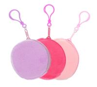 CHILDWEET 3 Stück Plüsch Münzgeldbörsen Rund Klein Damen Schlüsseltasche Mit Reißverschluss Für Kleingeld Kopfhörer Reise Zubehör